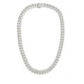Rhodium Plated 925 Sterling Silver CZ Encrusted Miami Cuban Link 13mm Chain or Bracelet - GMN00210 GMB00128