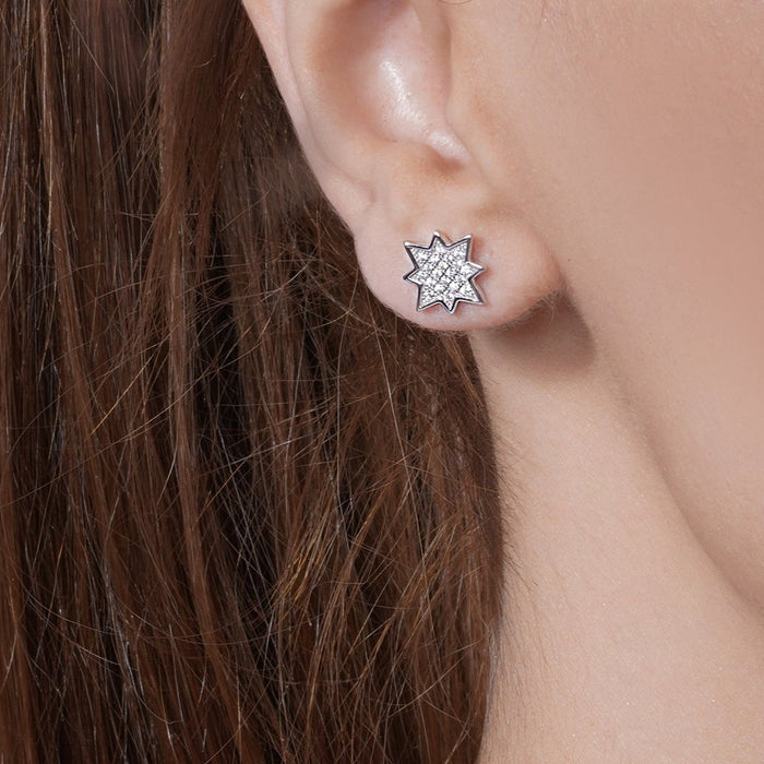 Rhodium Plated 925 Sterling Silver CZ Encrusted Star Set - BGS00592 | Silver Palace Inc.
