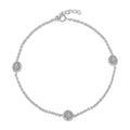 Silver 925 Rhodium Plated CZ Flower Disc Anklet - BGF00009 | Silver Palace Inc.