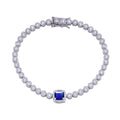Silver 925 Green CZ Blue Halo Center Bubble 3.5mm Tennis Bracelet - BGB00363BLUE | Silver Palace Inc. #color_blue