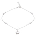 Silver 925 Rhodium Plated CZ Link Crown Charm Anklet - BGF00024 | Silver Palace Inc.