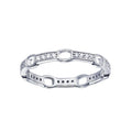 Rhodium Plated 925 Sterling Silver CZ Link Ring - STR01161 | Silver Palace Inc.