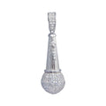 Rhodium Plated 925 Sterling Silver CZ Microphone Hip Hop Pendant - SLP00049. | Silver Palace Inc.