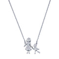 Rhodium Plated 925 Sterling Silver CZ Mother and Son Clear CZ Necklace - GMN00111 | Silver Palace Inc.