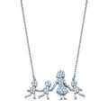 Rhodium Plated 925 Sterling Silver CZ Mother and Three Sons Clear CZ Necklace - GMN00115