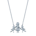 Rhodium Plated 925 Sterling Silver CZ Mother and Two Sons Clear CZ Necklace - GMN00116