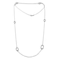 Rhodium Plated 925 Sterling Silver CZ Open Charm Chain Necklace 36" - BGP01197 | Silver Palace Inc.