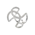 Rhodium Plated 925 Sterling Silver CZ Open Circle Stylish Ring - STR01008