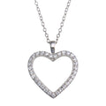 Silver 925 Rhodium Plated CZ Open Heart Necklace - STP01668 | Silver Palace Inc.
