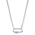 Rhodium Plated 925 Sterling Silver CZ Oval Necklace - STP01801RH | Silver Palace Inc.