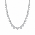 Rhodium Plated 925 Sterling Silver CZ Pave Heart Bridal Necklace - GMN00229