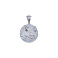 Rhodium Plated 925 Sterling Silver CZ Round Face Pendant - SLP00235RH | Silver Palace Inc.