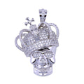 Rhodium Plated 925 Sterling Silver CZ Skull King Pendant - SLP00302 | Silver Palace Inc.