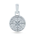 Rhodium Plated 925 Sterling Silver CZ Small Northern Star Medallion Pendant - GMP00105