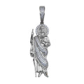 Rhodium Plated 925 Sterling Silver CZ  St Jude Hip Hop Pendant - SLP00278RH | Silver Palace Inc.