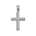Rhodium Plated 925 Sterling Silver CZ Tube Cross Hip Hop Pendant - SLP00076 | Silver Palace Inc.
