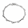 Rhodium Plated 925 Sterling Silver CZ X-link Fancy Bracelet - SPB00021