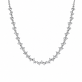 Rhodium Plated 925 Sterling Silver CZ Zig Zag Bridal Necklace - BGP01301