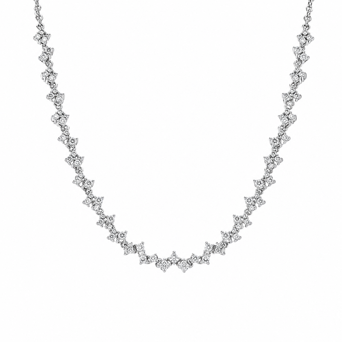 Rhodium Plated 925 Sterling Silver CZ Zig Zag Bridal Necklace - BGP01301