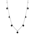 Silver 925 Rhodium Plated Dangling Black CZ Chain Necklace - ECN00050RH | Silver Palace Inc.