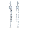 Rhodium Plated 925 Sterling Silver Dangling CZ Earrings - BGE00744