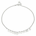 Silver 925 Rhodium Plated Dangling Flower Anklets - DIA00003RH | Silver Palace Inc.
