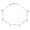 Silver 925 Rhodium Plated Dangling Flower Anklets - DIA00004RH | Silver Palace Inc.