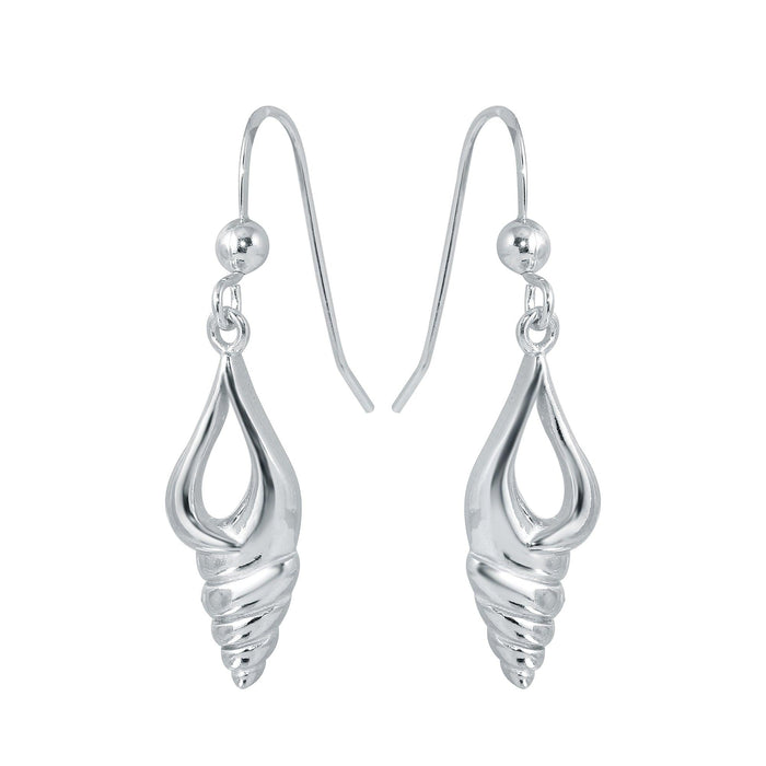 Silver 925 Rhodium Dangling Sea Shell Earrings - SOE00035 | Silver Palace Inc.
