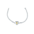 Rhodium Plated 925 Sterling Silver Diamond Cut Quinceañera Heart Infinity Clear CZ Bracelet - GMB00113RG