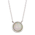 Silver 925 Rhodium Plated Disc Synthetic Opal Necklace with CZ - STP01744 | Silver Palace Inc.