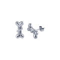 Rhodium Plated 925 Sterling Silver Dog Bone CZ Earrings - STE01302 | Silver Palace Inc.