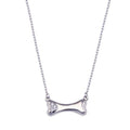 Rhodium Plated 925 Sterling Silver Dog Bone CZ Necklace - BGP01443 | Silver Palace Inc.