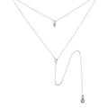 Silver 925 Rhodium Plated Double Chain Drop Necklace with CZ - STP01698RH | Silver Palace Inc.