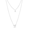Rhodium Plated 925 Sterling Silver Double Chain Open Sun Smiley Necklace - GMN00201