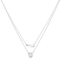 Rhodium Plated 925 Sterling Silver Double Strand CZ and Bar Necklace - STP01798 | Silver Palace Inc.