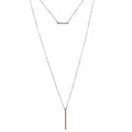 Rhodium Plated 925 Sterling Silver Drop Bar Necklace  - GMN00105 | Silver Palace Inc.