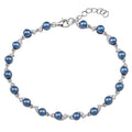 Rhodium Plated 925 Sterling Silver Grey Pearl CZ Link Bracelet - BGB00380 | Silver Palace Inc.