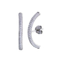 Rhodium Plated 925 Sterling Silver Half Circle Clear CZ Earrings - BGE00693 | Silver Palace Inc.