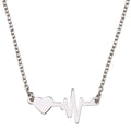 Rhodium Plated 925 Sterling Silver Heart and Heartbeat Pendant Necklace - SOP00160 | Silver Palace Inc.