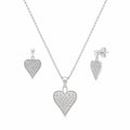 Silver 925 Rhodium Plated Heart CZ Stud Earring and Necklace Set - STS00164 | Silver Palace Inc.