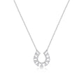 Rhodium Plated 925 Sterling Silver Horseshoe Clear CZ Studded Necklace - BGP01486