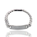 Rhodium Plated 925 Sterling Silver Iced Out Cuban Link ID 10.6mm Bracelet - GMB00145
