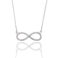Rhodium Plated 925 Sterling Silver Infinity Moissanite Stone Adjustable Necklace - MGMN00019