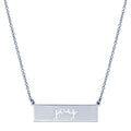 Rhodium Plated 925 Sterling Silver Joy Engraved Bar Pendant Necklace  - ARN00054RH | Silver Palace Inc.