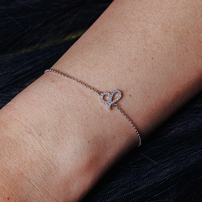 Rhodium Plated 925 Sterling Silver Leo Zodiac CZ Adjustable Link Bracelet - BGB00376