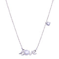 Rhodium Plated 925 Sterling Silver Love Mother of Pearl and CZ Necklace - STP01810 | Silver Palace Inc.