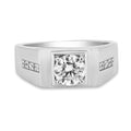 Rhodium Plated 925 Sterling Silver Men's 1 Carat Moissanite Stones Ring - MBGR00009