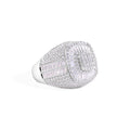Rhodium Plated 925 Sterling Silver Men's Stement Square Top Baguette Cut Clear CZ 21.7mm Ring - GMR00381