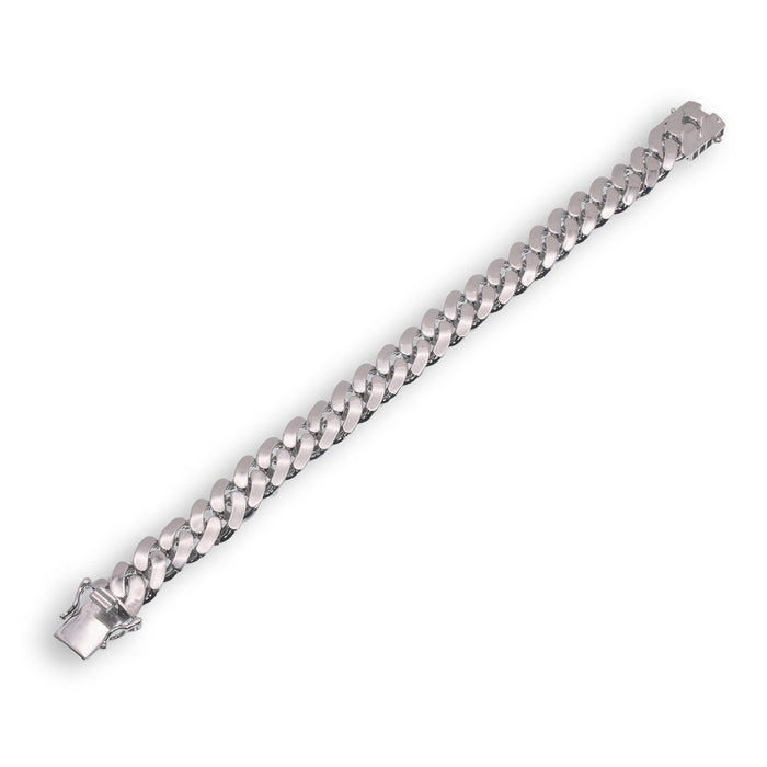 Rhodium Plated 925 Sterling Silver Miami Cuban Hollow Link Bracelet 10mm - GMB00083