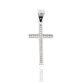 Rhodium Plated 925 Sterling Silver Moissanite Cross 14.2mm x 27mm Pendant - MGMN00022